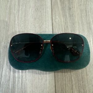 Gucci Women's Sunglasses with Red and Gold Accents